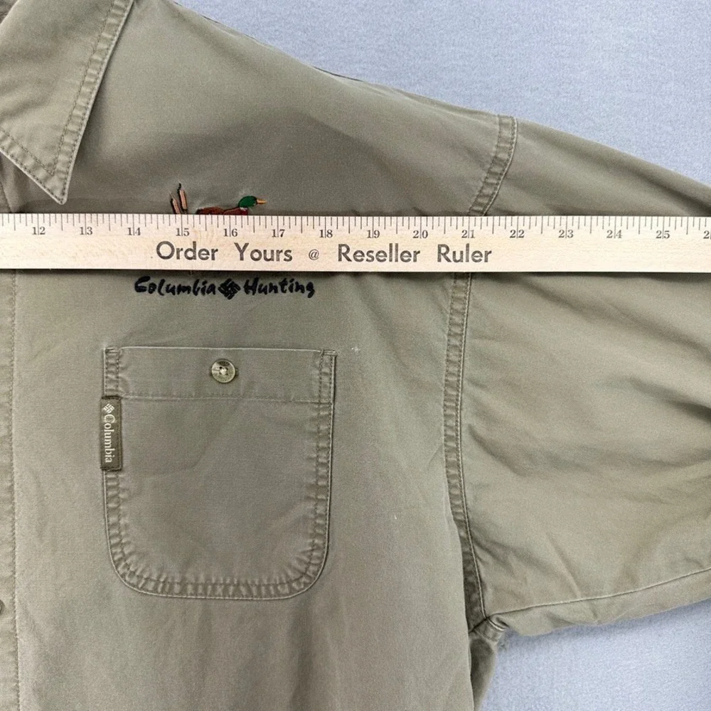VTG Columbia Hunting Briarshun Shirt XL Tan Long Sleeve Embroidered Mallard Duck